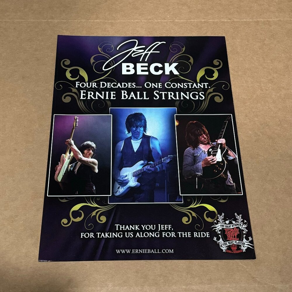 Jeff Beck - Ernie Ball - 2009 Print Advertisement